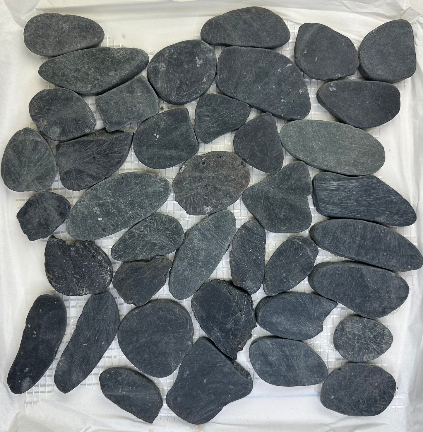 Natural Sliced Pebble Stone Tiles - 12"x12", Black, Matt,Indoor/Outdoor Wall and Flooring, Kitchen, Bathroom, Patio, Pool,Garden etc. Pack of 5, $13.65/pc