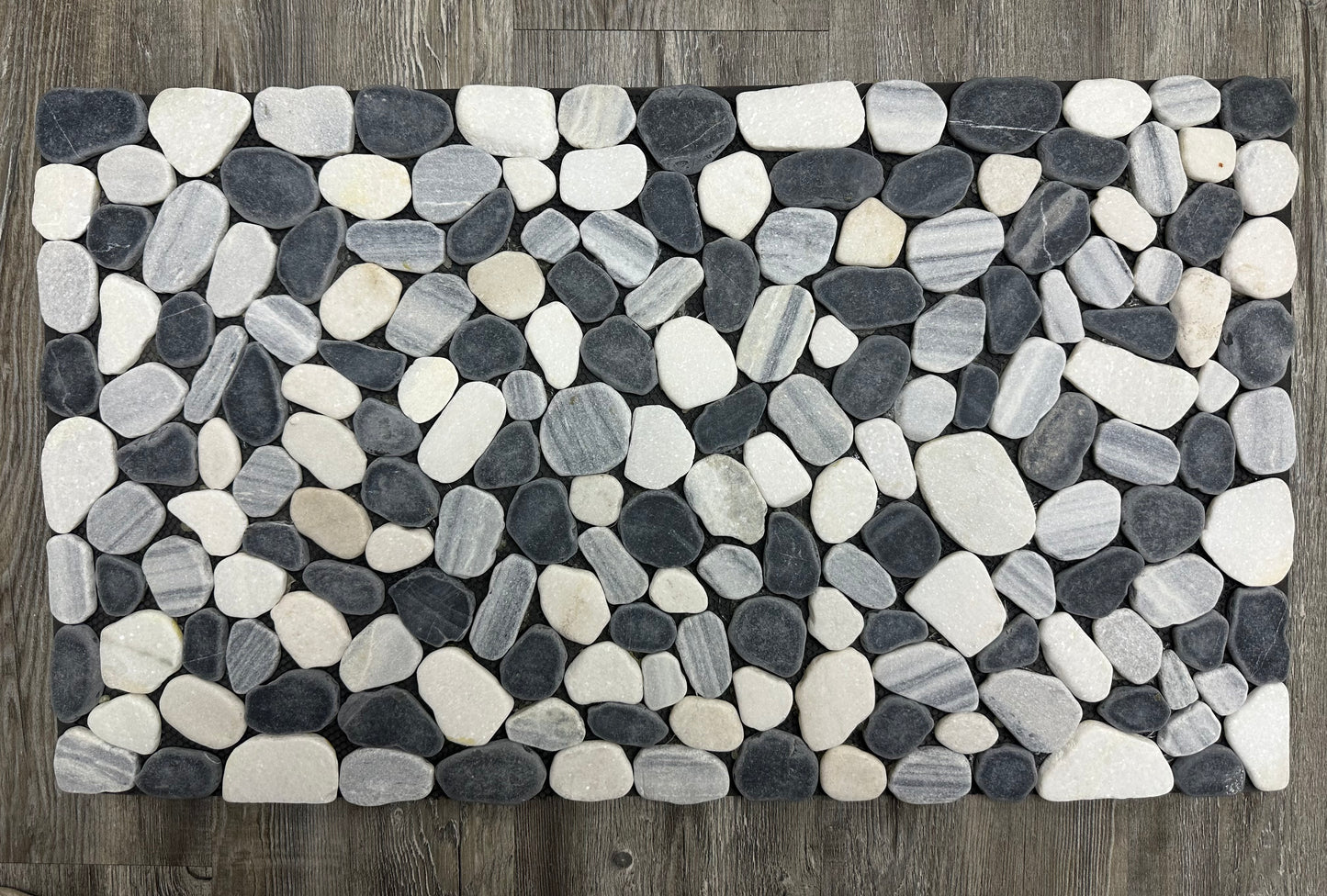 Flat Sliced Stone Door Mat with Mixed Black,White and Grey with size 700mmx400mm