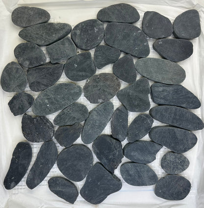 Natural Sliced Pebble Stone Tiles - 12"x12", Black, Matt,Indoor/Outdoor Wall and Flooring, Kitchen, Bathroom, Patio, Pool,Garden etc. Pack of 5, $13.65/pc