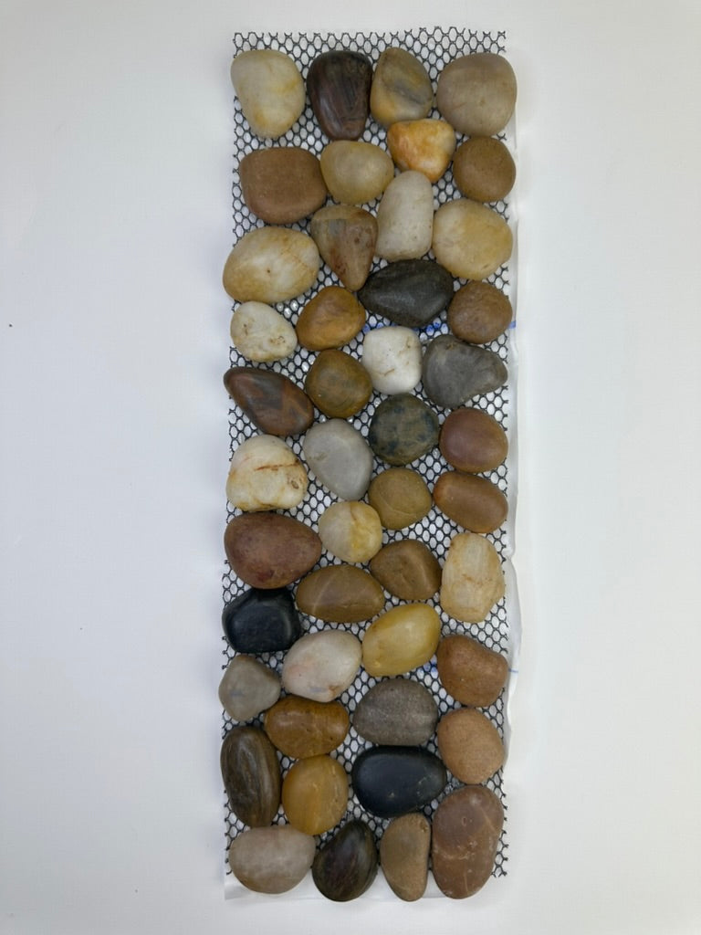 Border River Rock Stone Tiles- 12"L x 4" W, Mixed Color with Polish Finish, Pack of 24pcs, $2.99/pc