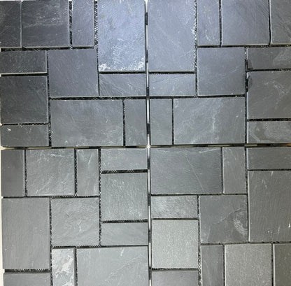 Interlocking Slate Deck Stone Tile, 12"X12", Black, for Patios, Decks, Walkways, Pack of 4, $17.38/pc