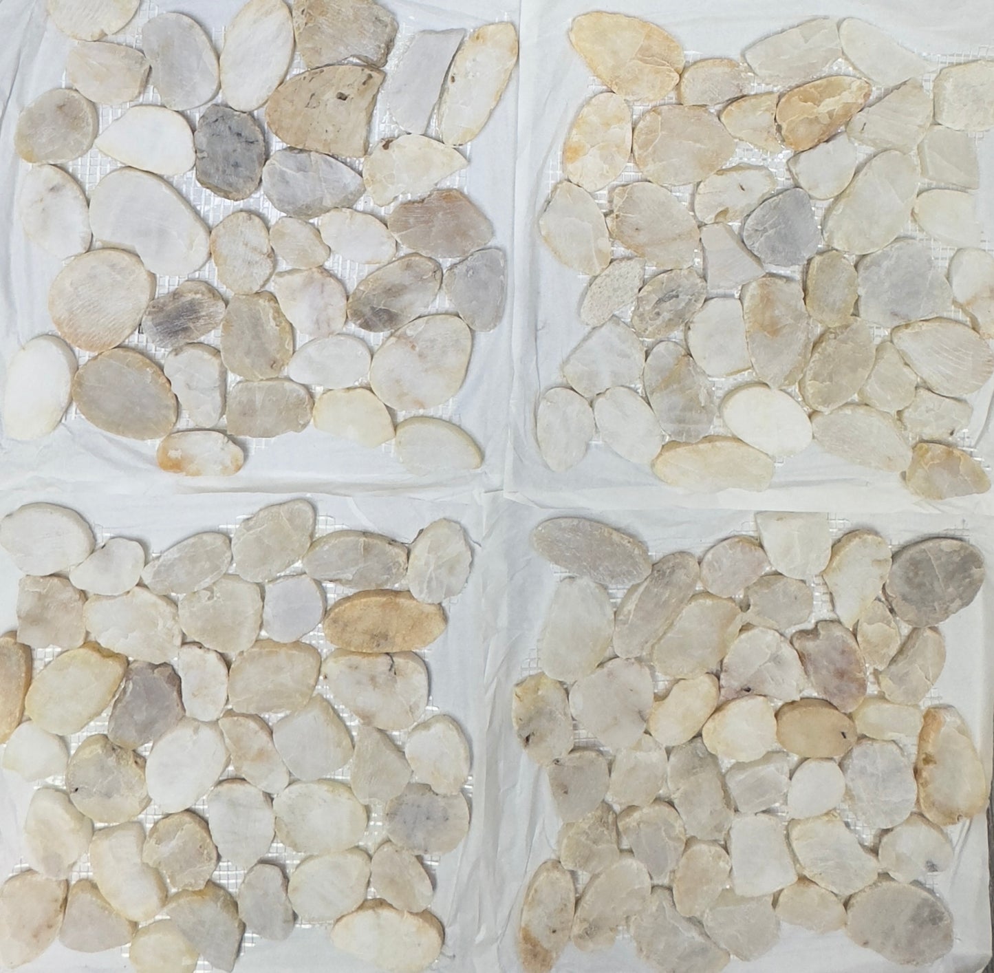 Sliced Pebble Tiles- 12"x12", Creamy Matt Finish, Mesh Back,  Natural Stone for Bathrooms, Showers, Backsplashes, and Accent Walls. Pack of 5, $13.85/pc