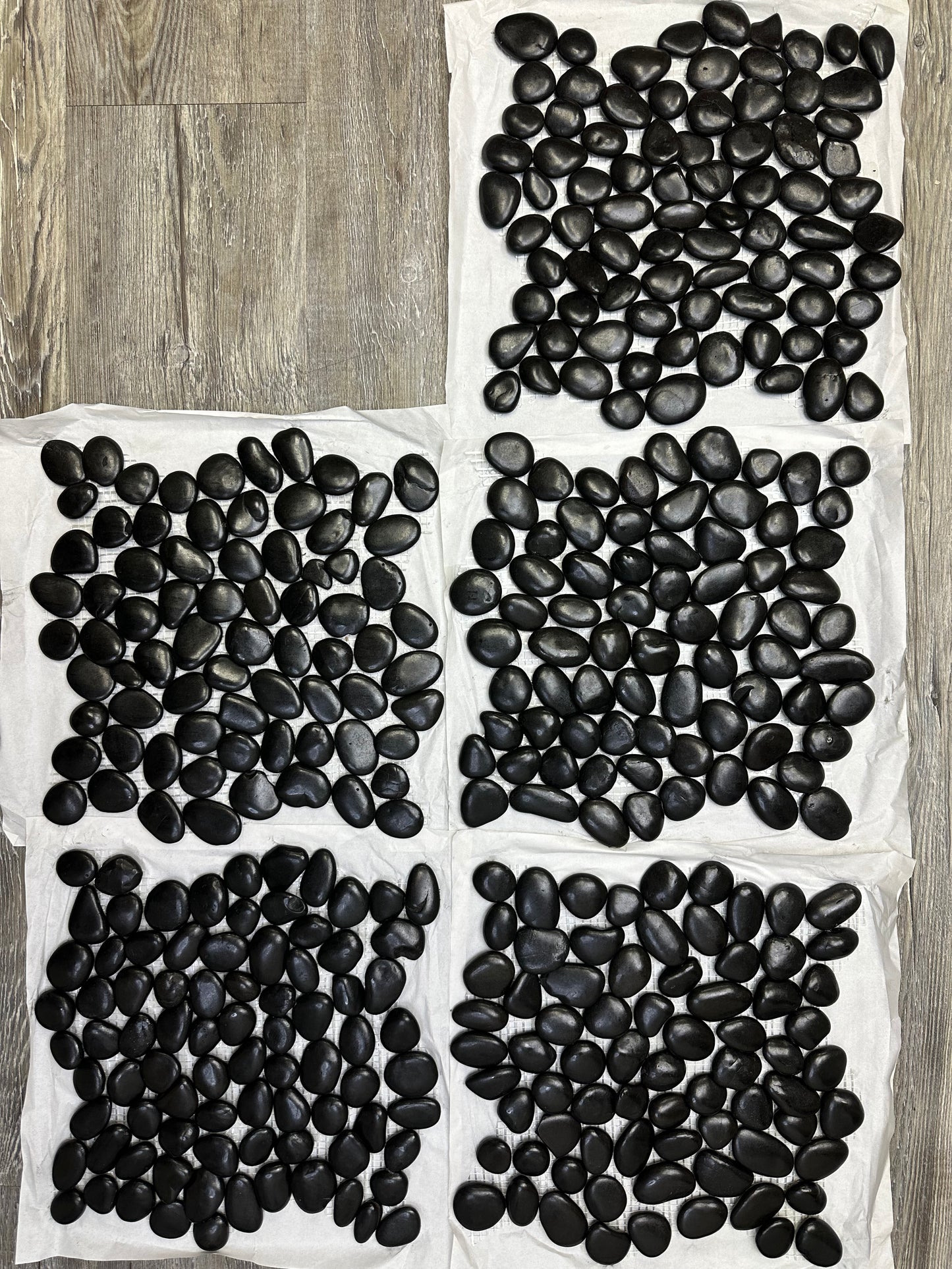 Natural Black Beach Pebbles-Highly Polished, Indoor/Outdoor Flooring, Pool,Garden etc. 12"x12" Pack of 5, $11.05/pc