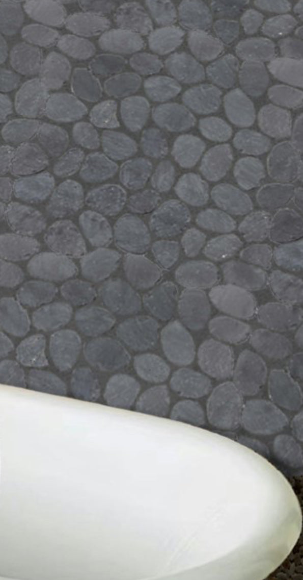 Natural Sliced Pebble Stone Tiles - 12"x12", Black, Matt,Indoor/Outdoor Wall and Flooring, Kitchen, Bathroom, Patio, Pool,Garden etc. Pack of 5, $13.65/pc