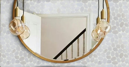 Sliced Pebble Tiles- 12"x12", Creamy Matt Finish, Mesh Back,  Natural Stone for Bathrooms, Showers, Backsplashes, and Accent Walls. Pack of 5, $13.85/pc