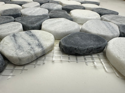 Sliced Stone Tile - 12"x12", Mixed White,Black,Cloudy Color, Natural Stone for Bathrooms, Shower,Kitchen Backsplashes, and Accent Walls. Pack of 5, $13.65/pc