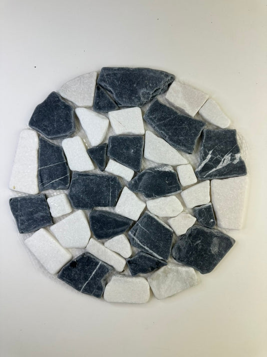 Flat Garden Stepping Stone - D12", Mixed with Black and White, Mesh Back , Matt Fish, $11.03/pc